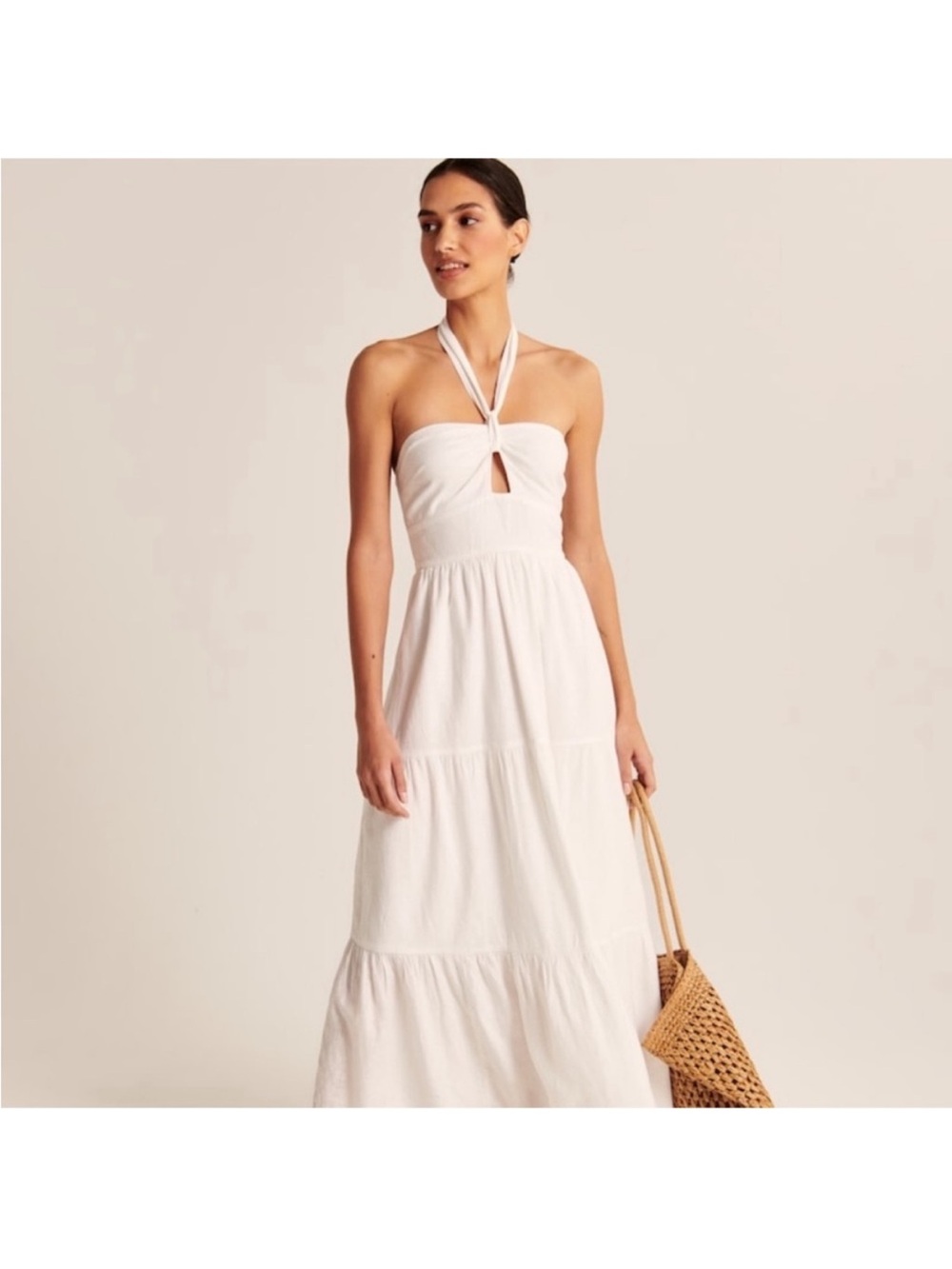 Abercrombie linen Halter White Dress